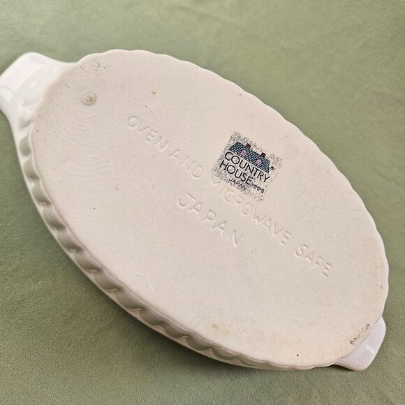 Vintage Country House Japan Mini Casserole | Oval Baker | Handled Au Gratin Dish - Picture 9 of 12
